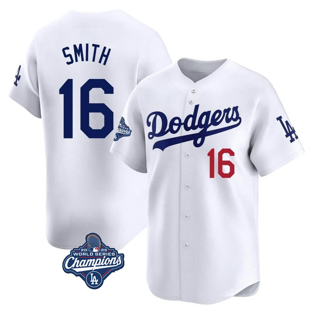 Los Angeles Dodgers #16 Will Smith Player White CONTON World Series Meet Limited Home Stitched Jerseys