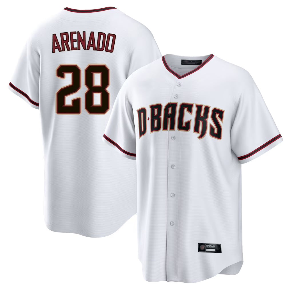 Arizona Diamondbacks #28 Nolan Arenado Player White CONTON Home Game Stitched Jerseys