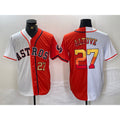 Houston Astros #27 Jose Altuve Number White Orange CONTON Split Stitched Jersey