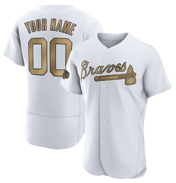 Custom Atlanta Braves Active Player White CONTON 2022 All-Star Flex Base Stitched Jersey