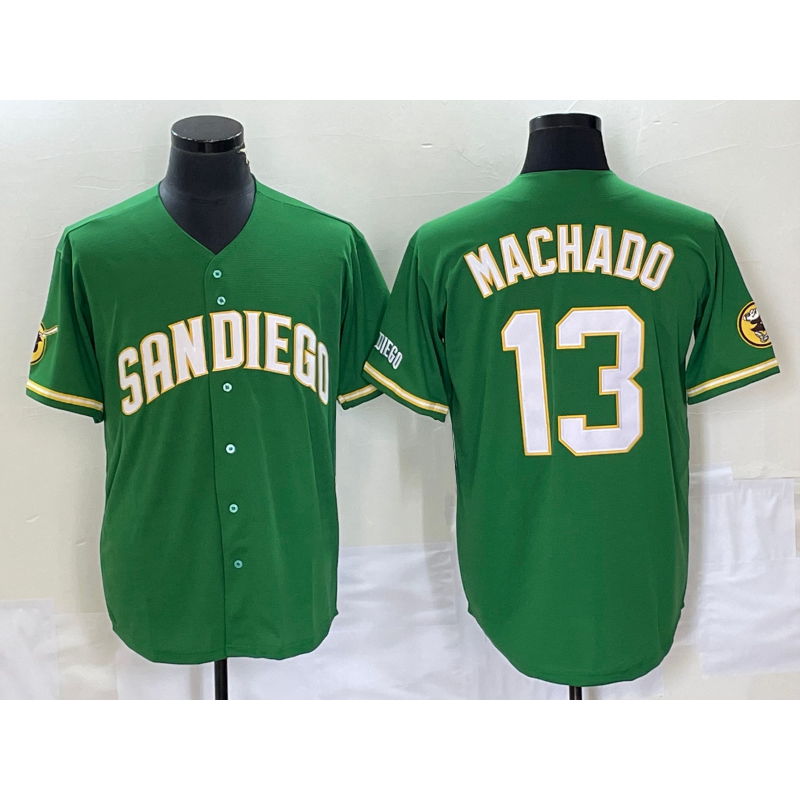 San Diego Padres #13 Manny Machado Green CONTON Cool Base Stitched Jersey 2