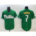 Philadelphia Phillies #7 Trea Turner Kelly Green CONTON Cool Base Jersey