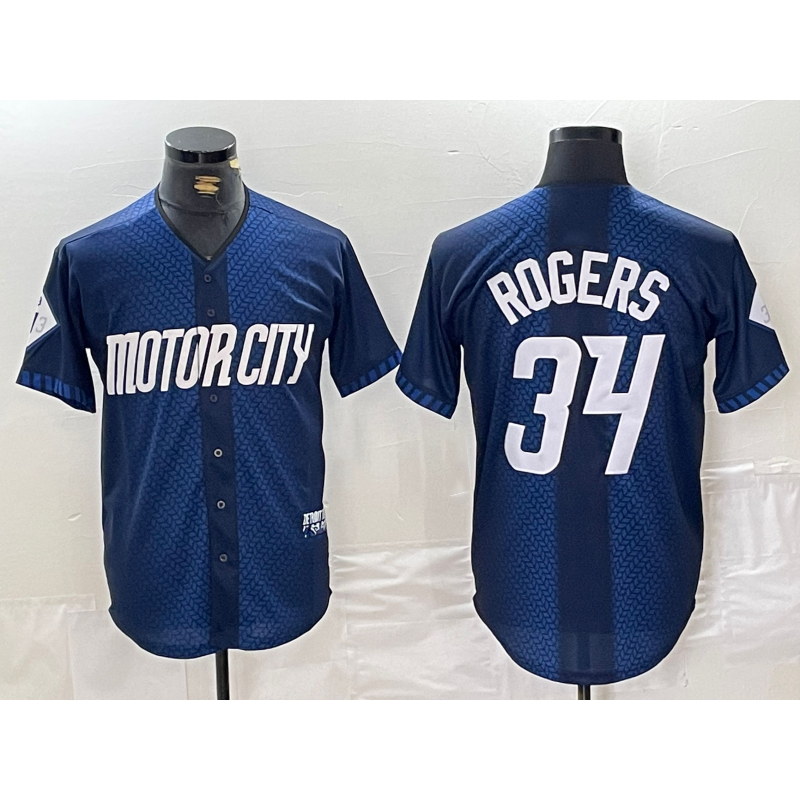 Detroit Tigers #34 Jake Rogers 2024 Navy CONTON City Connect Cool Base Limited Stitched Jersey 2