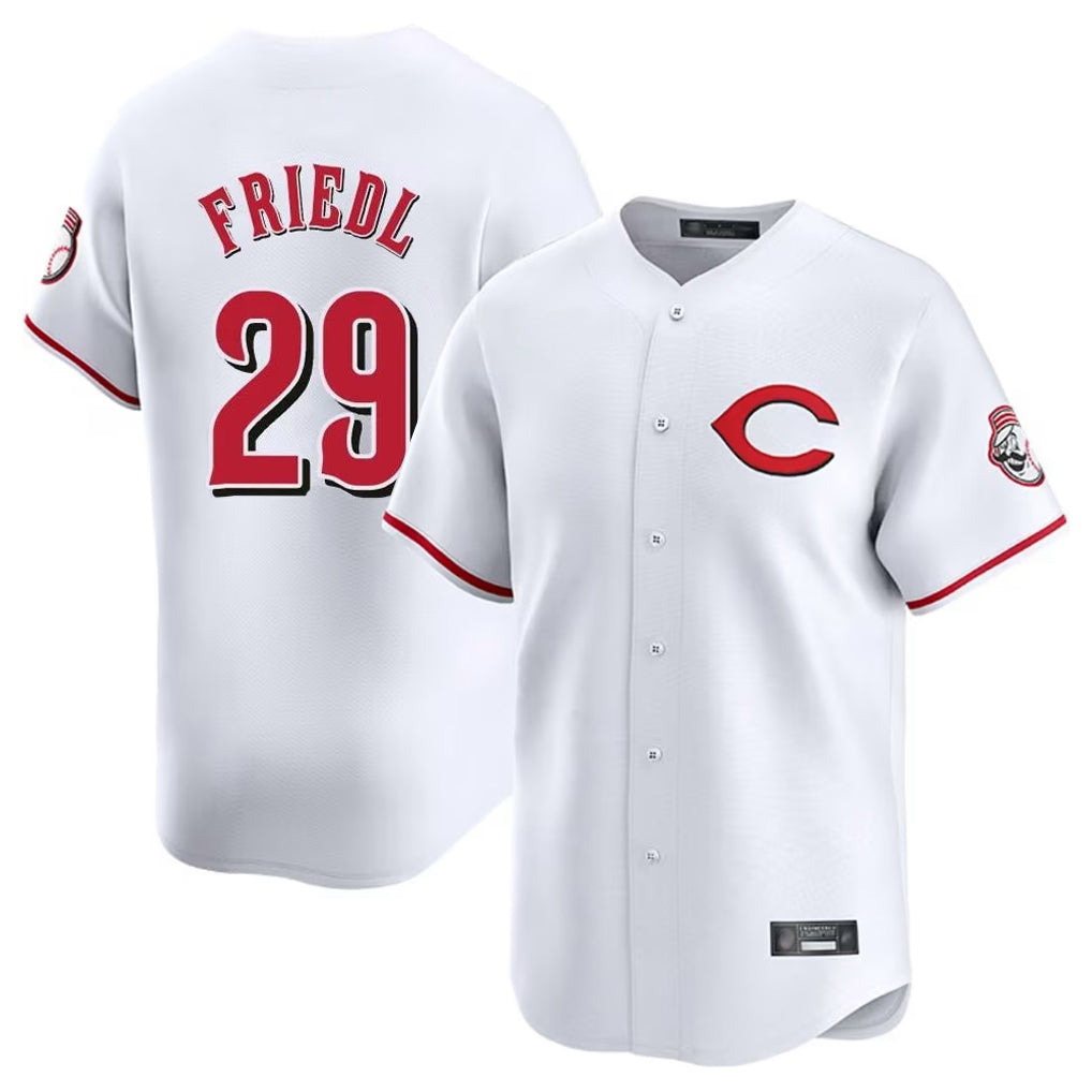 Cincinnati Reds #29 TJ Friedl Player White CONTON Limited Home Stitched Jerseys