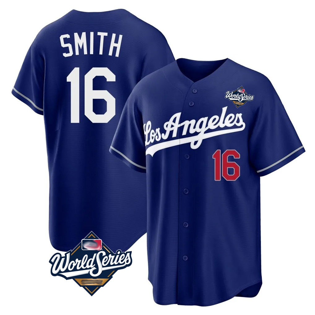 Los Angeles Dodgers #16 Will Smith Player Royal CONTON World Series Game Home Stitched Jerseys