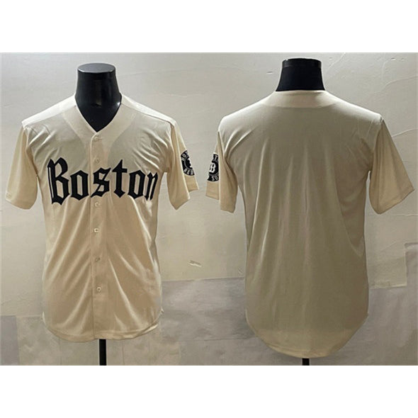 Boston Red Sox Blank Cream CONTON Gothic Vapor Limited Stitched Jersey
