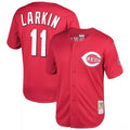 Cincinnati Reds #11 Barry Larkin Player Red CONTON Mitchell & Ness Throwback Cooperstown Mesh Game Stitched Jerseys