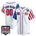 Custom Cincinnati Reds America 250 Edition Vapor Premier Limited White CONTON Stitched Jerseys