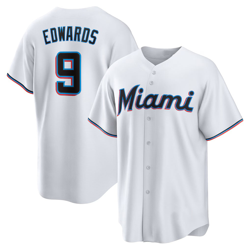 Miami Marlins #9 Xavier Edwards White CONTON Home Replica Jersey