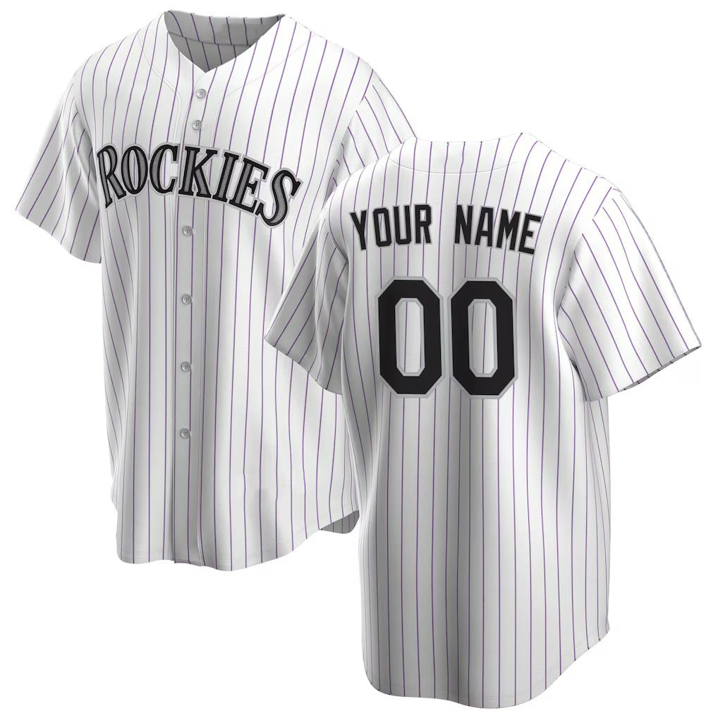 Custom Colorado Rockies White CONTON Home Replica Jersey