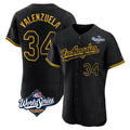 Los Angeles Dodgers #34 Fernando Valenzuela Player Black CONTON World Series Snake Skin City Limited Elite Home Stitched Jerseys