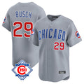 Chicago Cubs #29 Michael Busch Player Gray CONTON Road 150th Anniversary Limited Home Stitched Jerseys