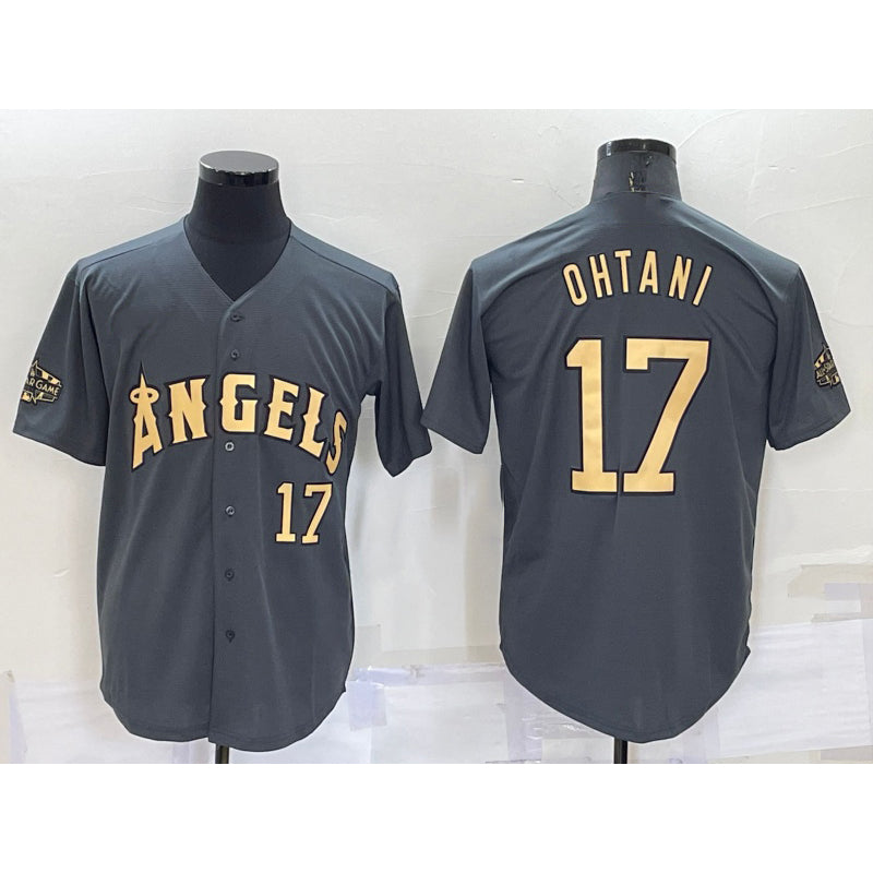 Los Angeles Angels #17 Shohei Ohtani Number Grey CONTON 2022 All Star Stitched Cool Base Jersey