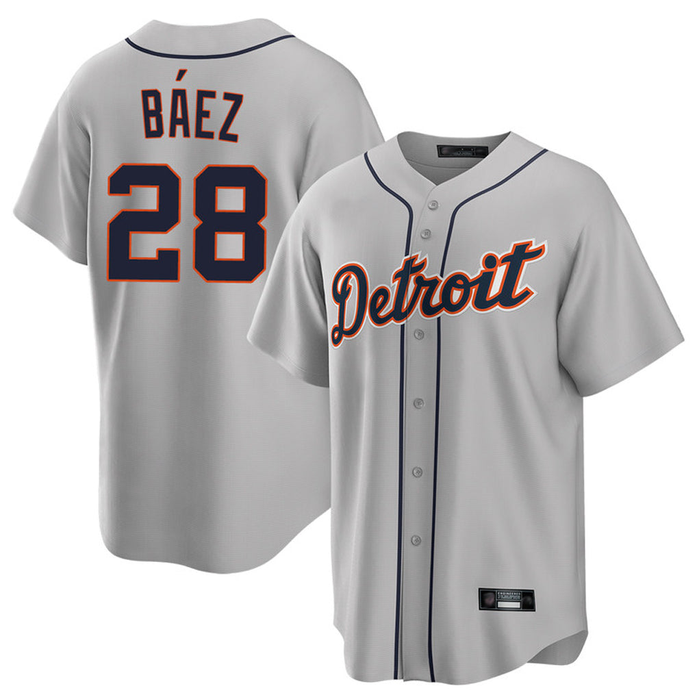Detroit Tigers #28 Javier Baez Player Gray CONTON Home Game Stitched Jerseys