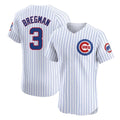 Chicago Cubs #3 Alex Bregman Player White CONTON Limited Elite Home Game Stitched Jerseys
