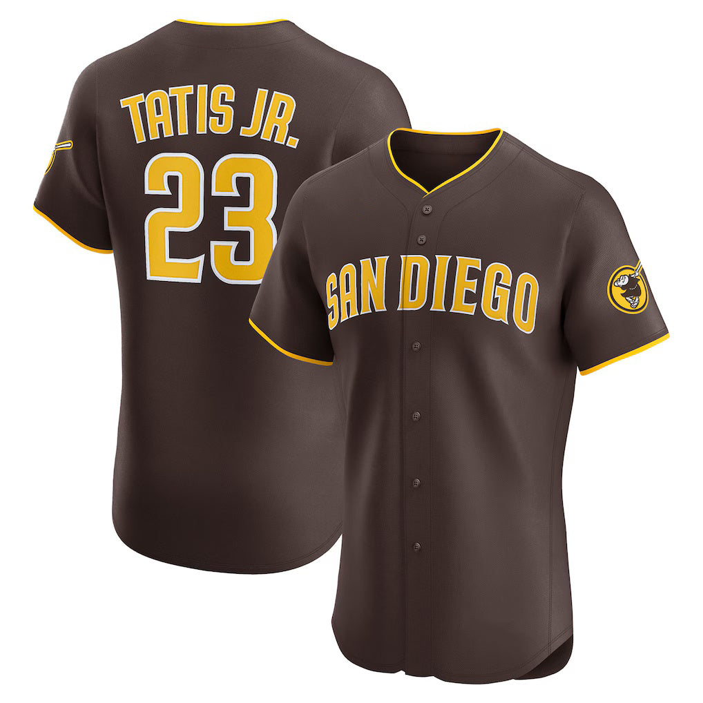 San Diego Padres #23 Fernando Tatis Jr. Brown CONTON Road Elite Jersey