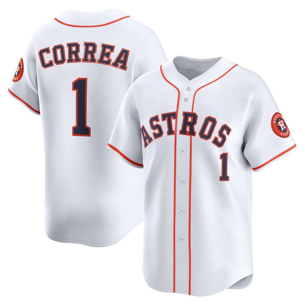 Houston Astros #1 Carlos Correa White CONTON Home Limited Player Jersey