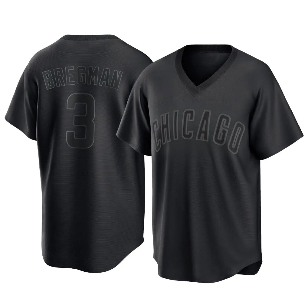 Chicago Cubs #3 Alex Bregman Player Black CONTON T-shirt Home Game Stitched Jerseys