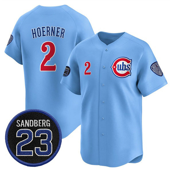 Chicago Cubs #2 Nico Hoerner Blue CONTON 'Ryne Sandberg Tribute' Vapor Limited V2 Stitched Jersey