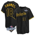 Los Angeles Dodgers #18 Yoshinobu Yamamoto Player Black Gold CONTON World Series Limited Home Stitched Jerseys