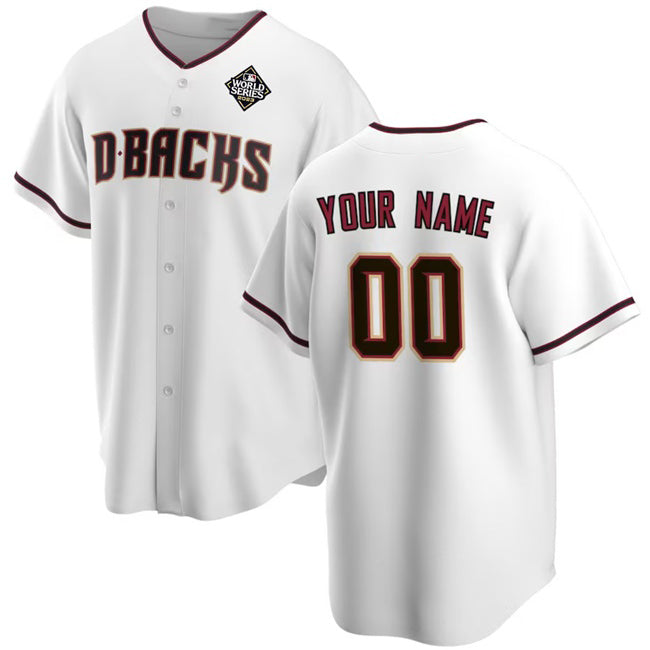 Custom Arizona Diamondbacks Active Player White CONTON 2023 World Series Home Cool Base Stitched Jersey