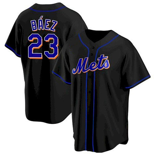 New York Mets #23 Javier Baez Black CONTON Replica Jersey