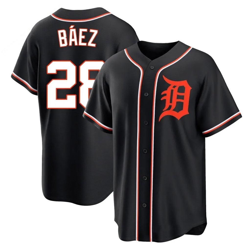 Detroit Tigers #28 Javier Baez Player Black CONTON Fashion Out Home Game Stitched Jerseys