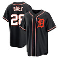 Detroit Tigers #28 Javier Baez Player Black CONTON Fashion Out Home Game Stitched Jerseys