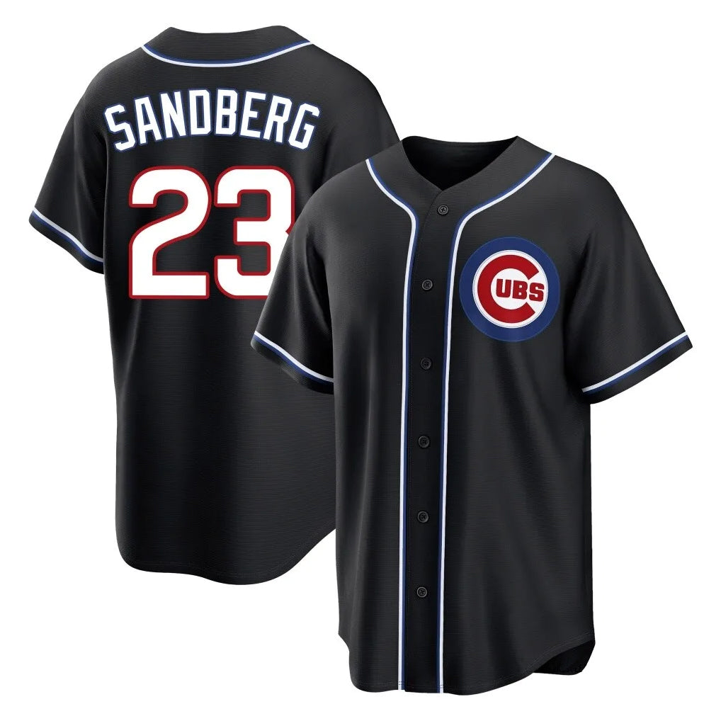 Chicago Cubs #23 Ryne Sandberg Player Black CONTON Fashion Out Game Stitched Jerseys