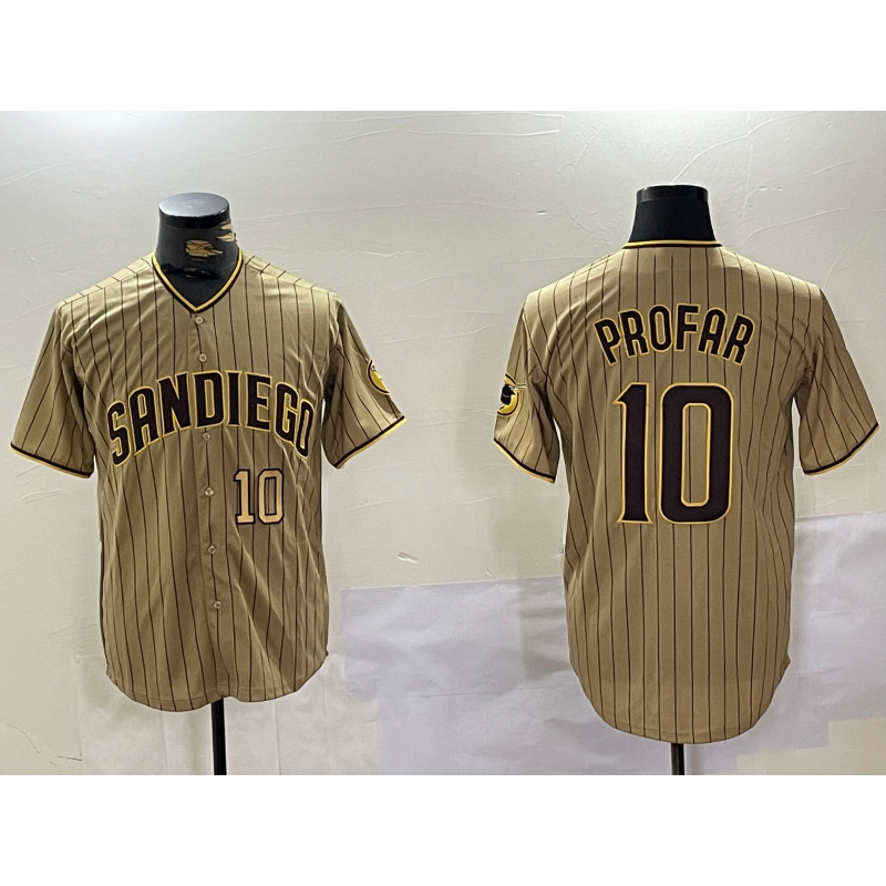 San Diego Padres #10 Jurickson Profar Khaki CONTON Team Logo Cool Base Jerseys