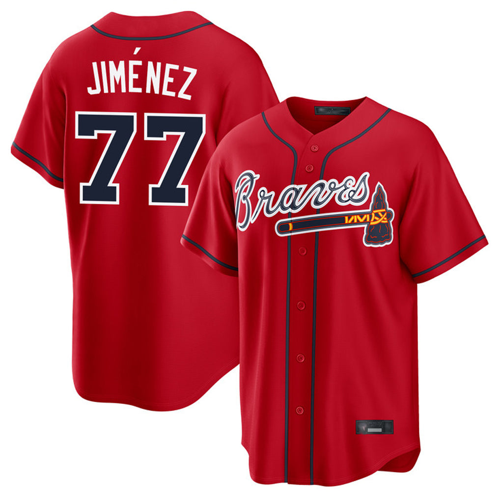 Atlanta Braves #77 Joe Jimenez Player Red CONTON Home Game Stitched Jerseys