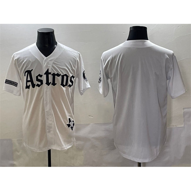 Houston Astros Blank White CONTON Gothic 'Houston Born Barrio Raised' Limited Stitched Jersey