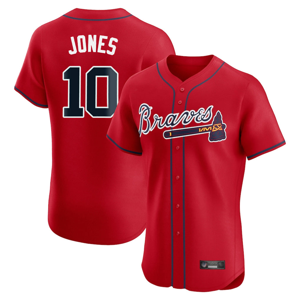 Atlanta Braves #10 Chipper Jones Player Red CONTON Limited Elite Home Game Stitched Jerseys