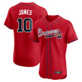 Atlanta Braves #10 Chipper Jones Player Red CONTON Limited Elite Home Game Stitched Jerseys