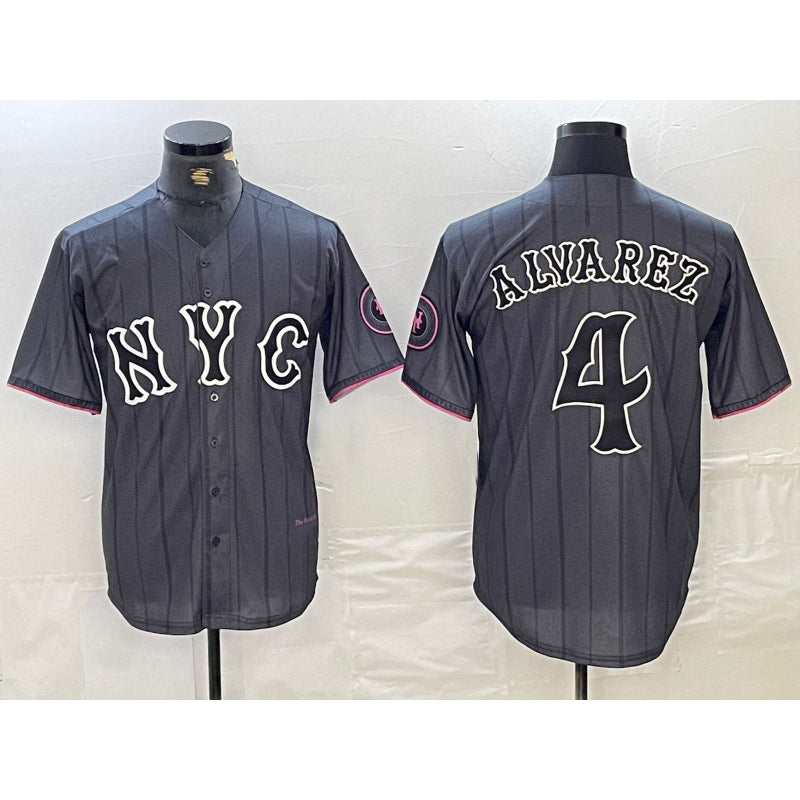 New York Mets #4 Francisco Alvarez Gray CONTON 2024 City Connect Cool Base Stitched Jersey