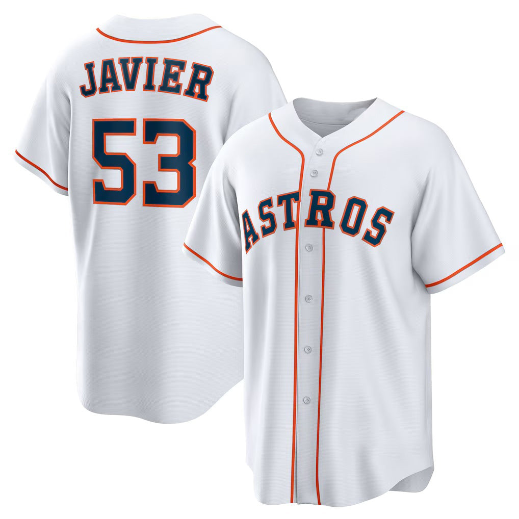 Houston Astros #53 Cristian Javier White CONTON Home Replica Jersey
