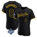 Los Angeles Dodgers #8 Enrique Hern¨¢ndez Player Black CONTON World Series Meet Snake Skin City Limited Elite Home Stitched Jerseys