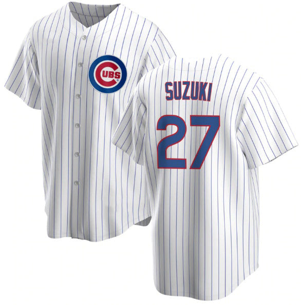 Chicago Cubs #27 Seiya Suzuki White CONTON Cool Base Stitched Jersey