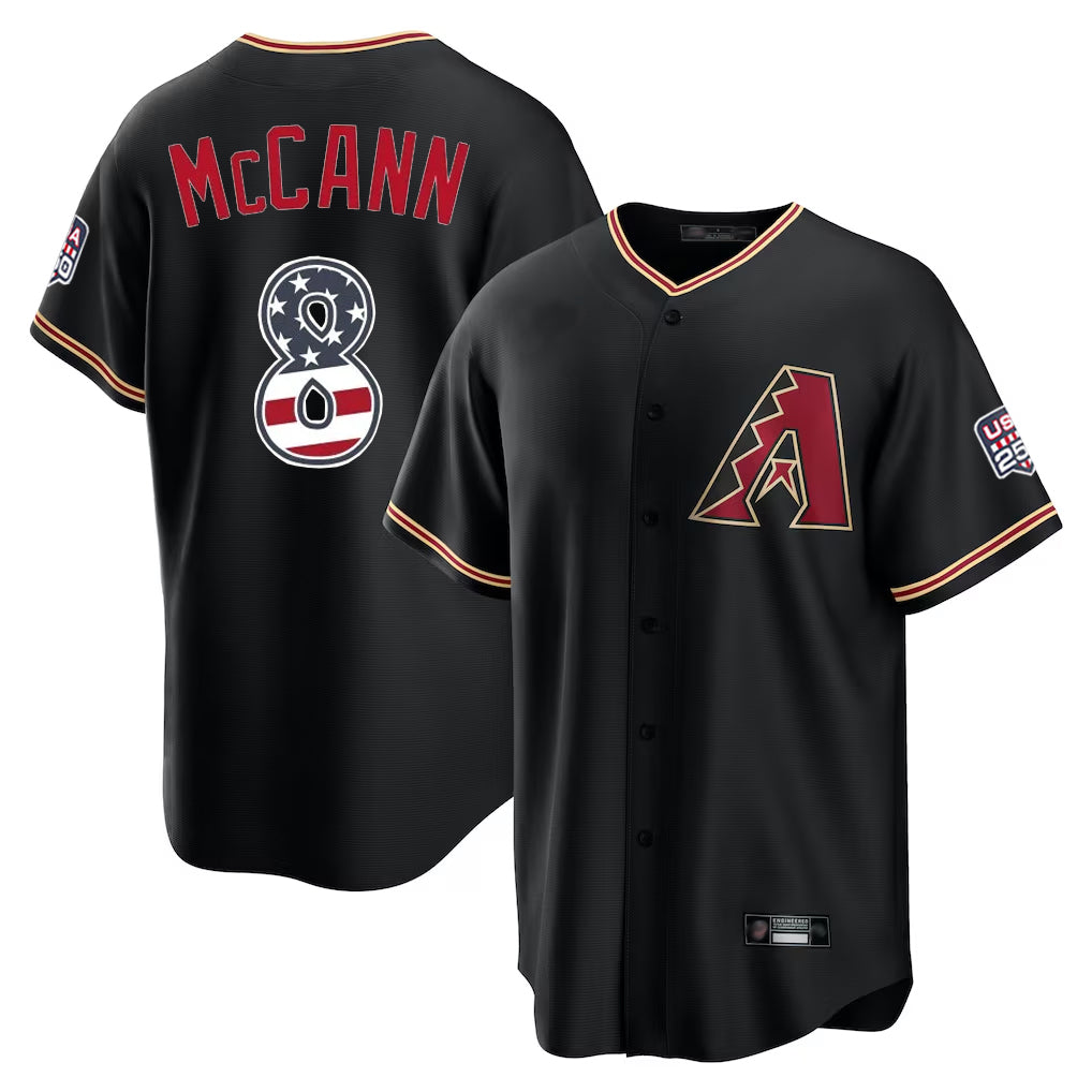 Arizona Diamondbacks #8 James McCann Player Black CONTON USA 250 Fourth of July Game Home Stitched Jerseys