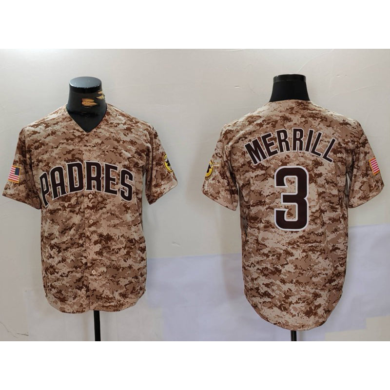 San Diego Padres #3 Jackson Merrill Camo CONTON Cool Base Stitched Jersey