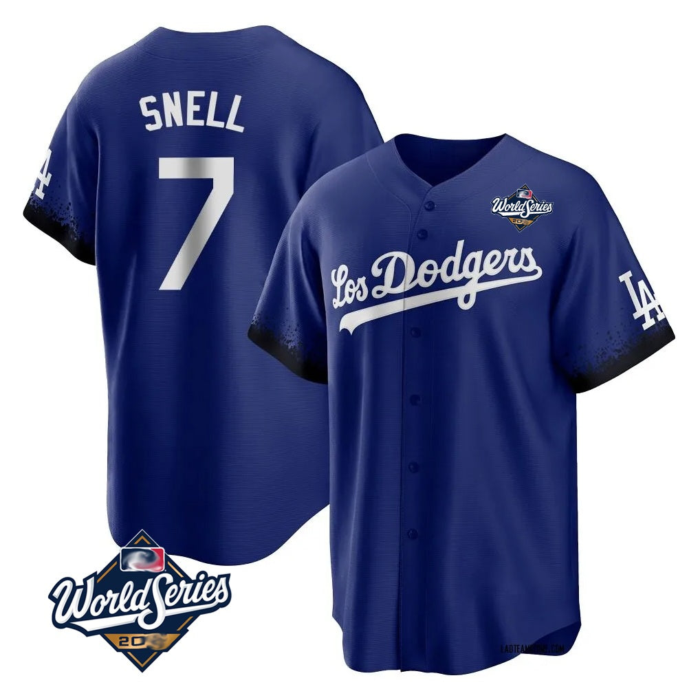 Los Angeles Dodgers #7 Blake Snell Player Royal CONTON City Connect Game World Series Stitched Jerseys