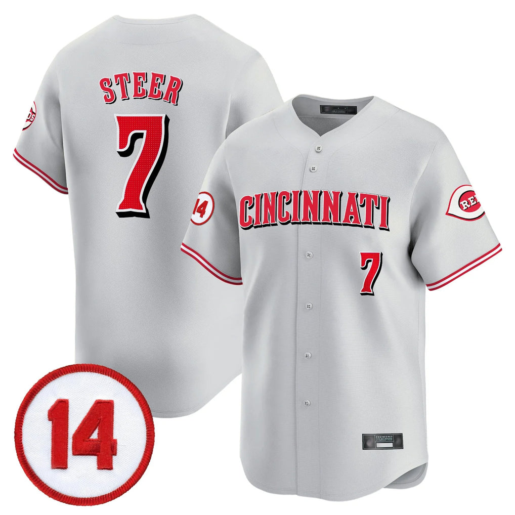 Cincinnati Reds #7 Spencer Steer Player Gray CONTON Vapor Premier Limited Home Stitched Jerseys