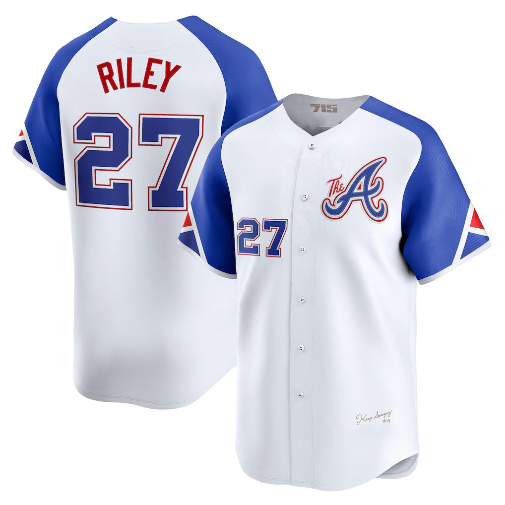 Atlanta Braves #27 Austin Riley White CONTON City Connect Limited Player Jersey