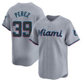 Miami Marlins #39 Eury Perez Player Gray CONTON Home Limited Stitched Jerseys
