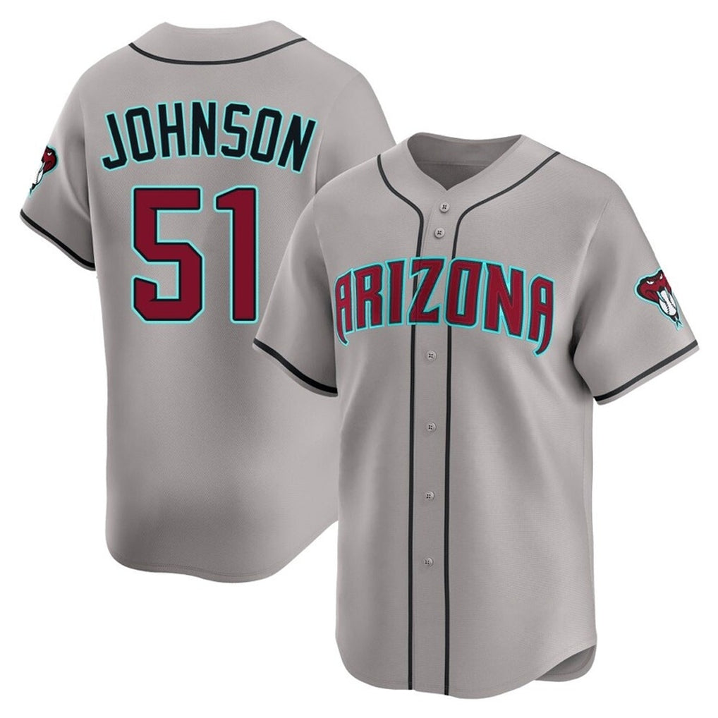 Arizona Diamondbacks #51 Randy Johnson Player Gray CONTON Road Limited Home Game Stitched Jerseys