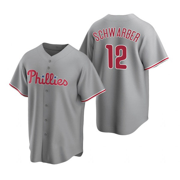 Philadelphia Phillies #12 Kyle Schwarber Gray CONTON Cool Base Stitched Jersey