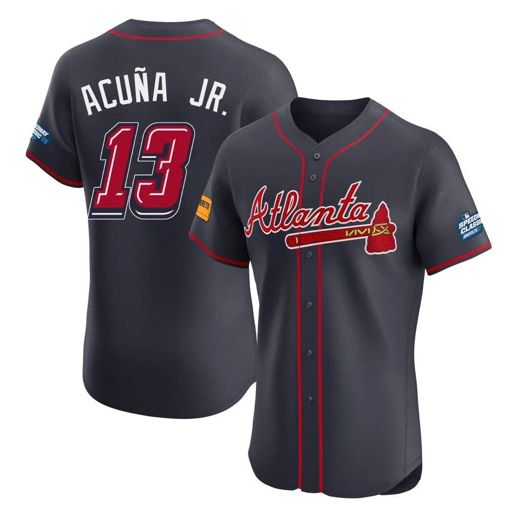Atlanta Braves #13 Ronald Acuna Jr Player Navy CONTON 2025 Speedway Classic Limited Elite Home Game Stitched Jerseys