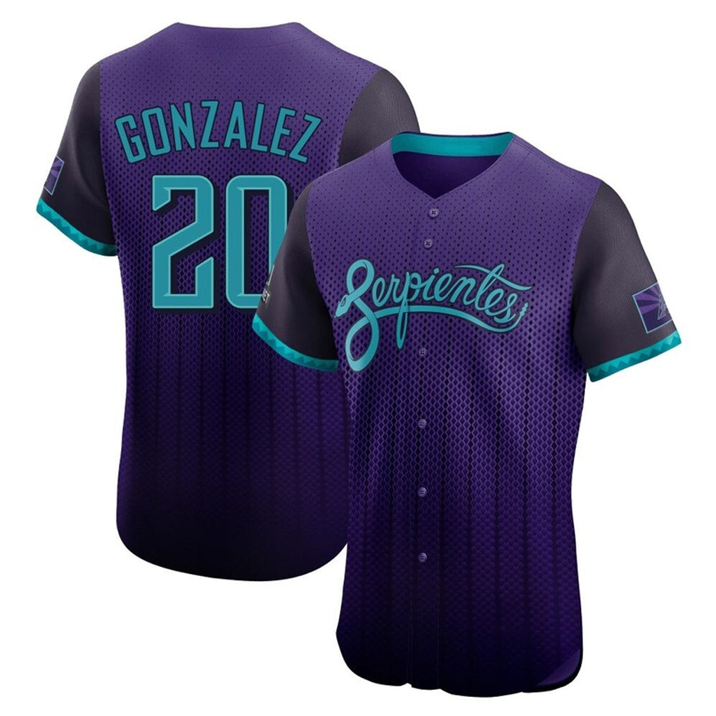 Arizona Diamondbacks #20 Luis Gonzalez Player Purple CONTON City Connect Limited Elite Home Game Stitched Jerseys