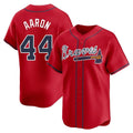 Atlanta Braves #44 Hank Aaron Player Red CONTON Limited Home Game Stitched Jerseys