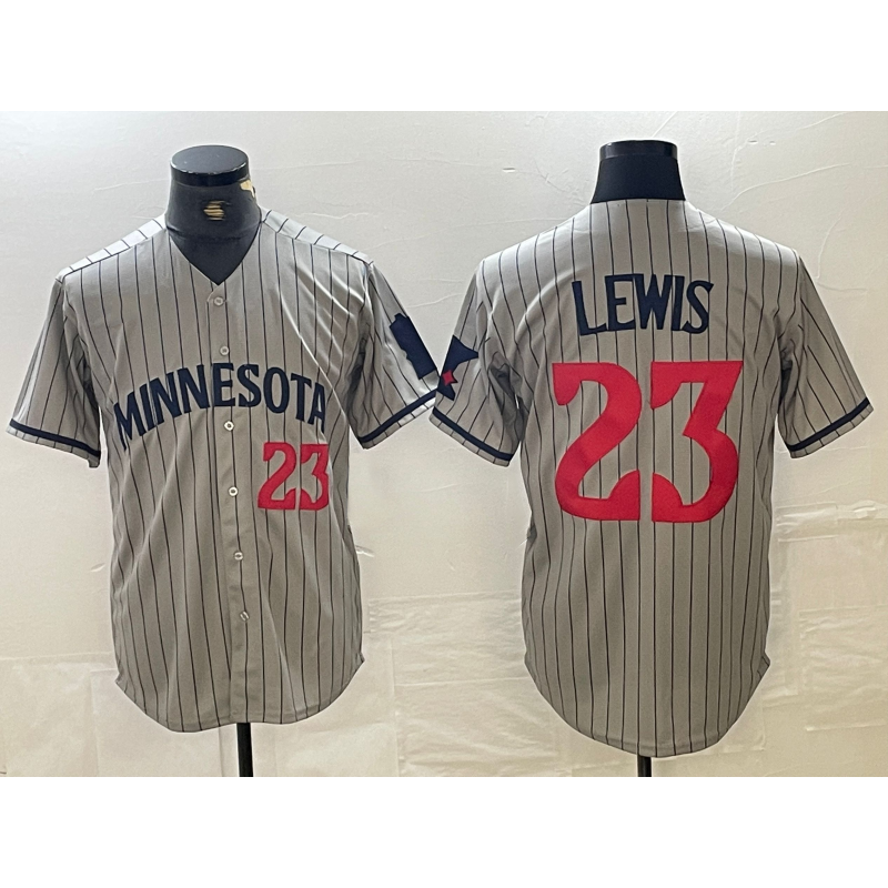 Minnesota Twins #23 Royce Lewis Number 2023 Grey CONTON Home Team Cool Base Stitched Jerseys